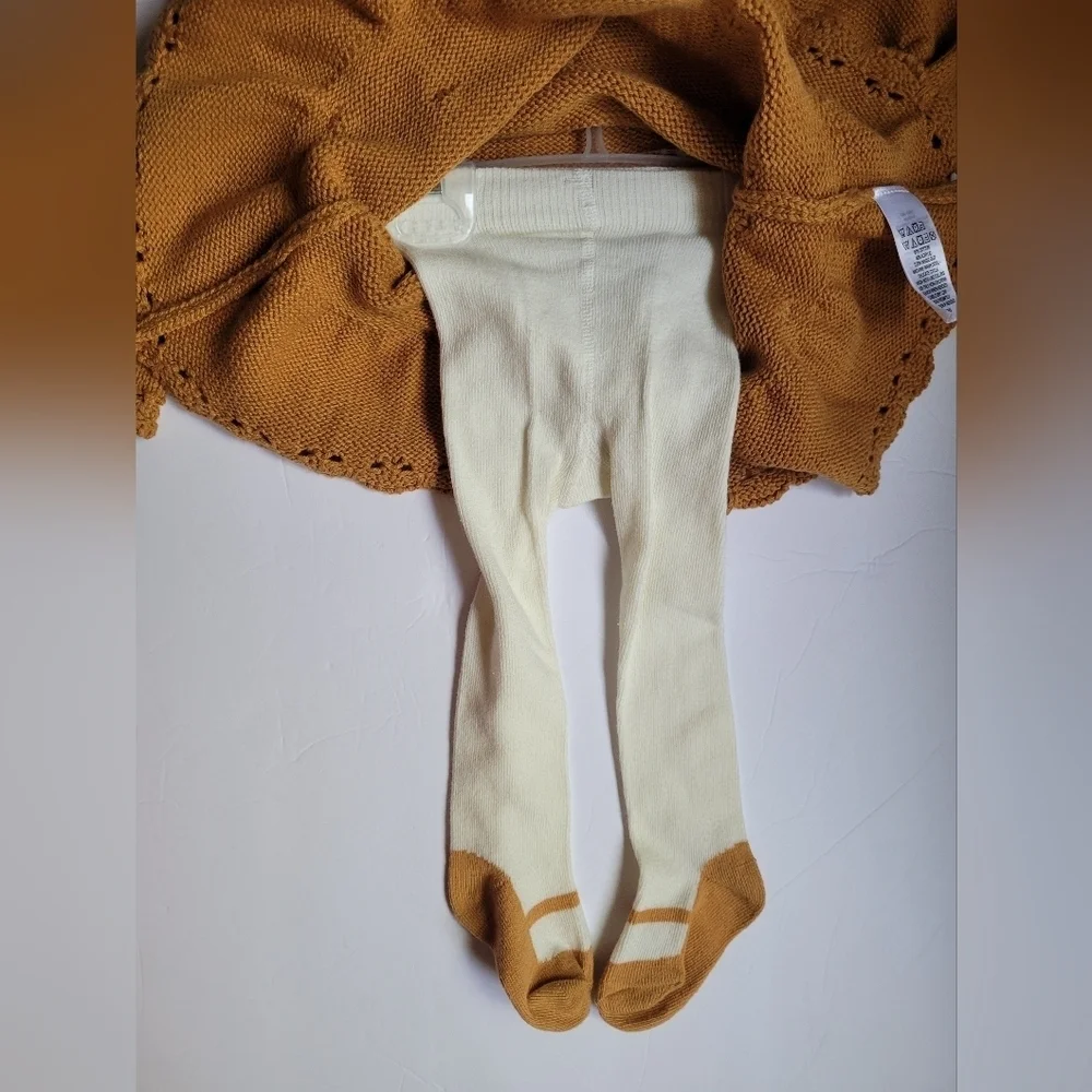Cynthia Rowley Tan Knit Baby Dress with Tights